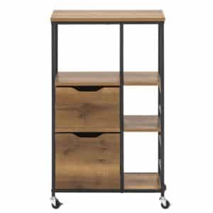 Køkkenø, køkkenvogn med skuffer og hylder, brun 53 x 37 x 89cm - Køkkenudstyr - Daily-Living